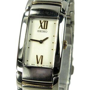 SEIKO women's watch Model 1N00-0EZ0 Silver and gold w/ White Dial (SEE VIDEO)